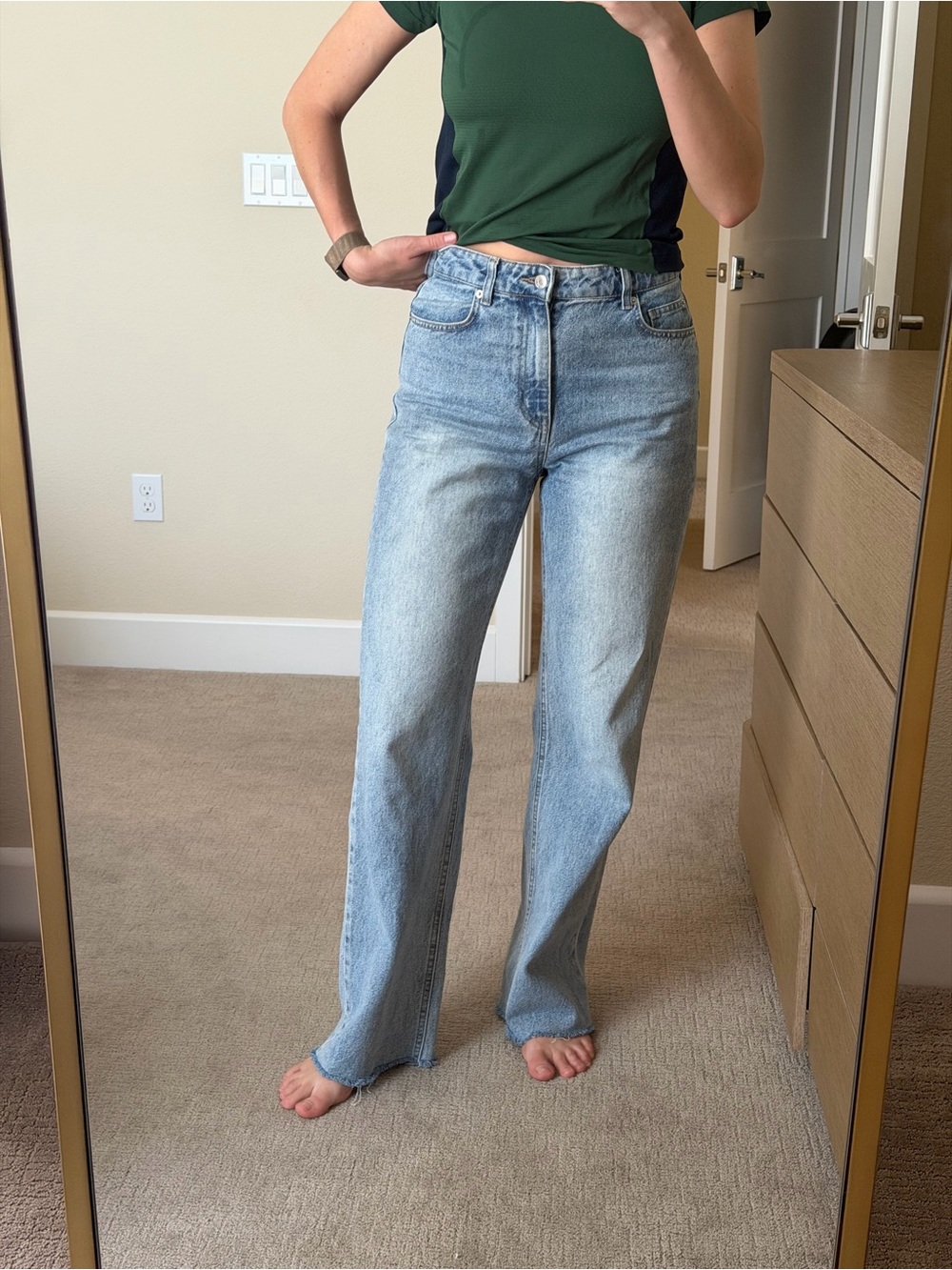 H&M Light Blue High-Rise Wide Leg Jeans